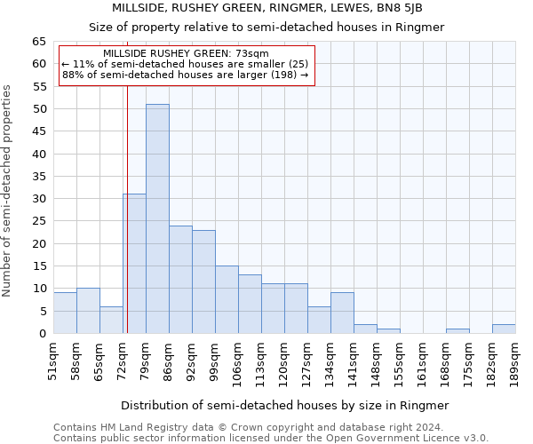 MILLSIDE, RUSHEY GREEN, RINGMER, LEWES, BN8 5JB: Size of property relative to detached houses in Ringmer