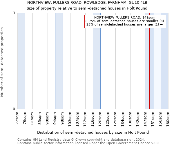 NORTHVIEW, FULLERS ROAD, ROWLEDGE, FARNHAM, GU10 4LB: Size of property relative to detached houses in Holt Pound