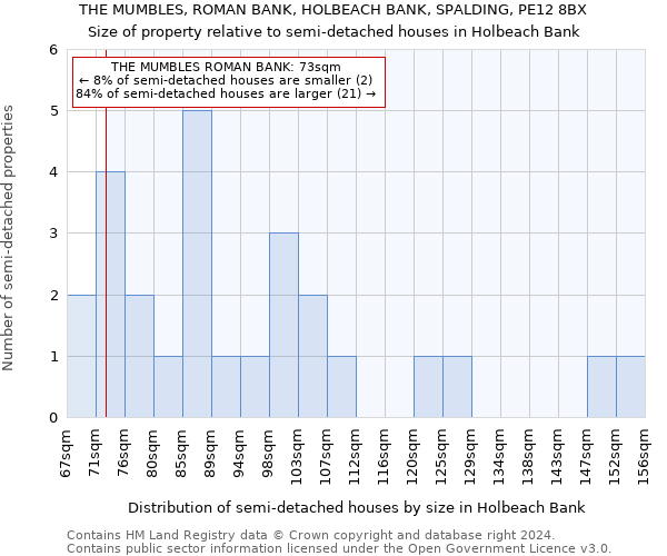 THE MUMBLES, ROMAN BANK, HOLBEACH BANK, SPALDING, PE12 8BX: Size of property relative to detached houses in Holbeach Bank