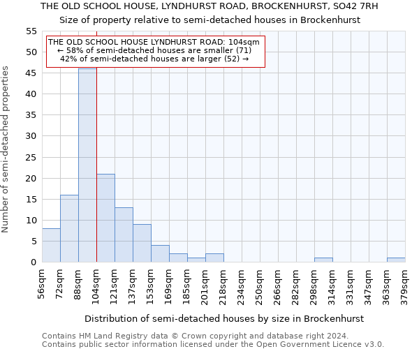THE OLD SCHOOL HOUSE, LYNDHURST ROAD, BROCKENHURST, SO42 7RH: Size of property relative to detached houses in Brockenhurst