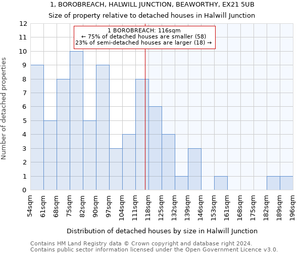 1, BOROBREACH, HALWILL JUNCTION, BEAWORTHY, EX21 5UB: Size of property relative to detached houses in Halwill Junction