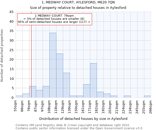 1, MEDWAY COURT, AYLESFORD, ME20 7QN: Size of property relative to detached houses in Aylesford