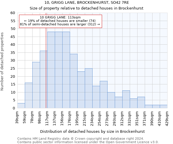10, GRIGG LANE, BROCKENHURST, SO42 7RE: Size of property relative to detached houses in Brockenhurst