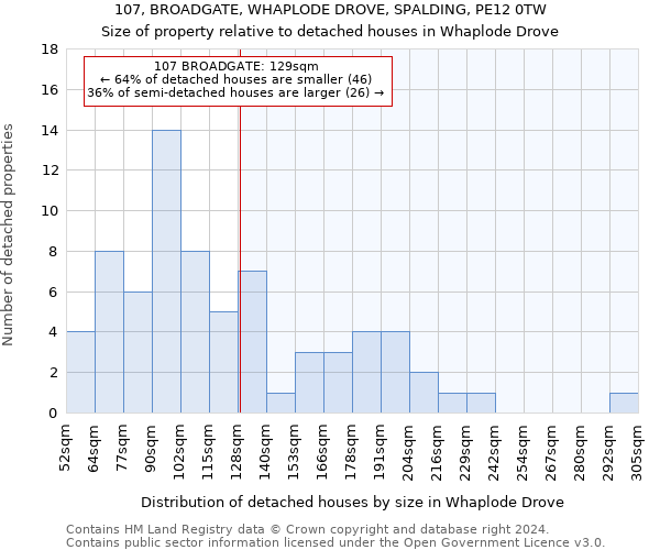 107, BROADGATE, WHAPLODE DROVE, SPALDING, PE12 0TW: Size of property relative to detached houses in Whaplode Drove