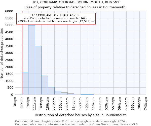107, CORHAMPTON ROAD, BOURNEMOUTH, BH6 5NY: Size of property relative to detached houses in Bournemouth