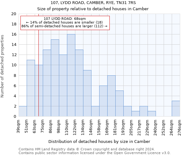 107, LYDD ROAD, CAMBER, RYE, TN31 7RS: Size of property relative to detached houses in Camber