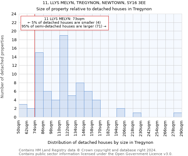 11, LLYS MELYN, TREGYNON, NEWTOWN, SY16 3EE: Size of property relative to detached houses in Tregynon
