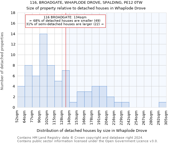 116, BROADGATE, WHAPLODE DROVE, SPALDING, PE12 0TW: Size of property relative to detached houses in Whaplode Drove