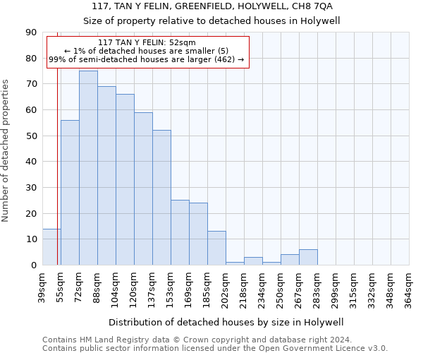 117, TAN Y FELIN, GREENFIELD, HOLYWELL, CH8 7QA: Size of property relative to detached houses in Holywell