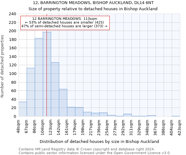 12, BARRINGTON MEADOWS, BISHOP AUCKLAND, DL14 6NT: Size of property relative to detached houses in Bishop Auckland