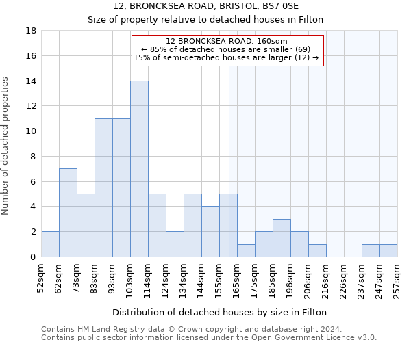12, BRONCKSEA ROAD, BRISTOL, BS7 0SE: Size of property relative to detached houses in Filton