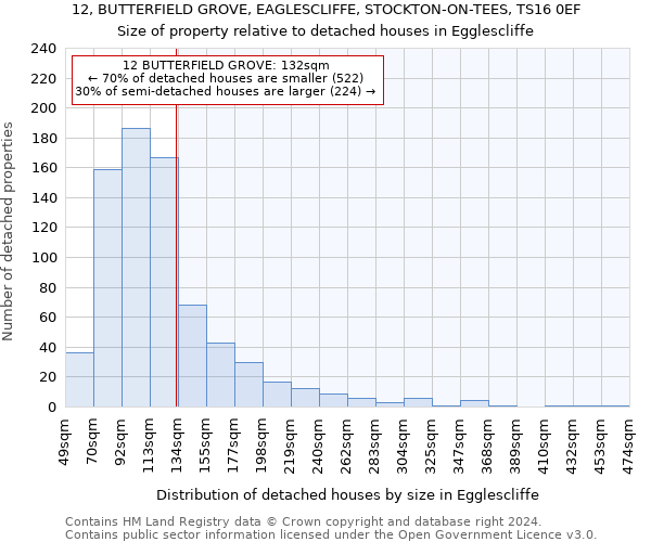 12, BUTTERFIELD GROVE, EAGLESCLIFFE, STOCKTON-ON-TEES, TS16 0EF: Size of property relative to detached houses in Egglescliffe