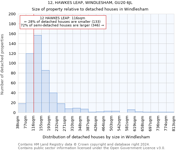 12, HAWKES LEAP, WINDLESHAM, GU20 6JL: Size of property relative to detached houses in Windlesham