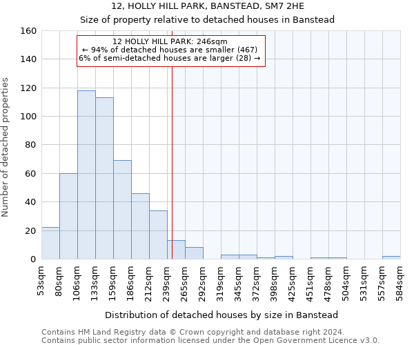 12, HOLLY HILL PARK, BANSTEAD, SM7 2HE: Size of property relative to detached houses in Banstead