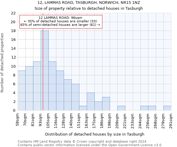 12, LAMMAS ROAD, TASBURGH, NORWICH, NR15 1NZ: Size of property relative to detached houses in Tasburgh