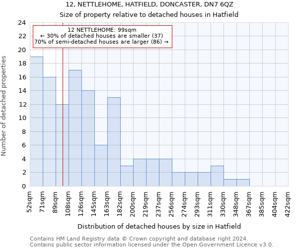 12, NETTLEHOME, HATFIELD, DONCASTER, DN7 6QZ: Size of property relative to detached houses in Hatfield