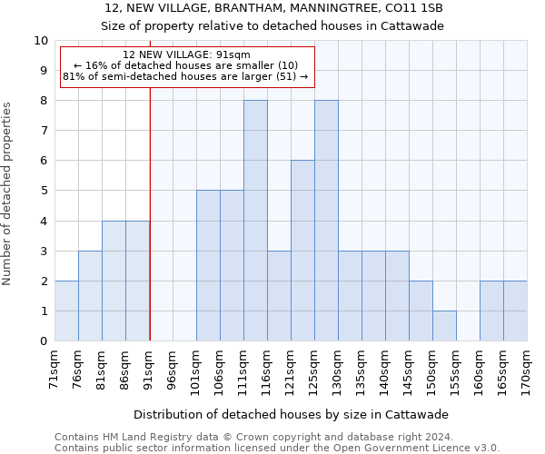 12, NEW VILLAGE, BRANTHAM, MANNINGTREE, CO11 1SB: Size of property relative to detached houses in Cattawade