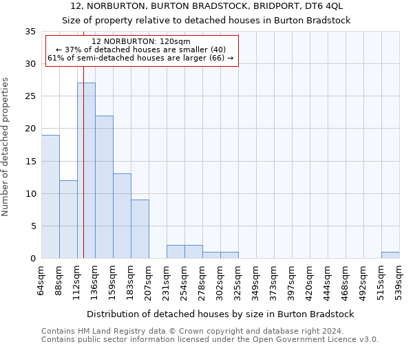 12, NORBURTON, BURTON BRADSTOCK, BRIDPORT, DT6 4QL: Size of property relative to detached houses in Burton Bradstock