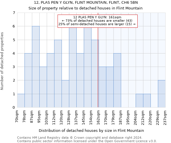 12, PLAS PEN Y GLYN, FLINT MOUNTAIN, FLINT, CH6 5BN: Size of property relative to detached houses in Flint Mountain