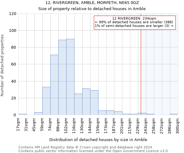 12, RIVERGREEN, AMBLE, MORPETH, NE65 0GZ: Size of property relative to detached houses in Amble