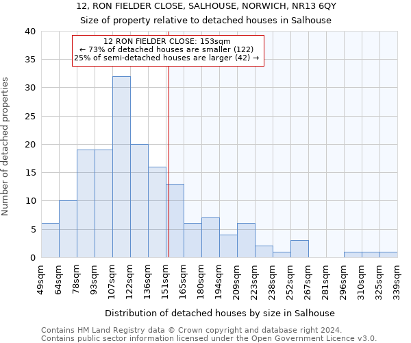 12, RON FIELDER CLOSE, SALHOUSE, NORWICH, NR13 6QY: Size of property relative to detached houses in Salhouse