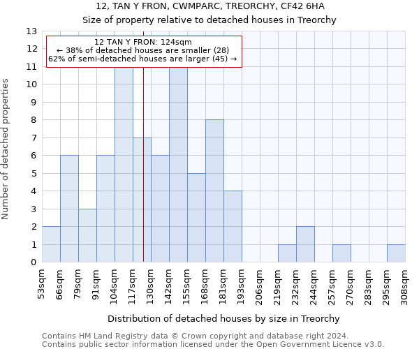 12, TAN Y FRON, CWMPARC, TREORCHY, CF42 6HA: Size of property relative to detached houses in Treorchy