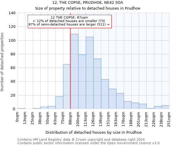 12, THE COPSE, PRUDHOE, NE42 5DA: Size of property relative to detached houses in Prudhoe