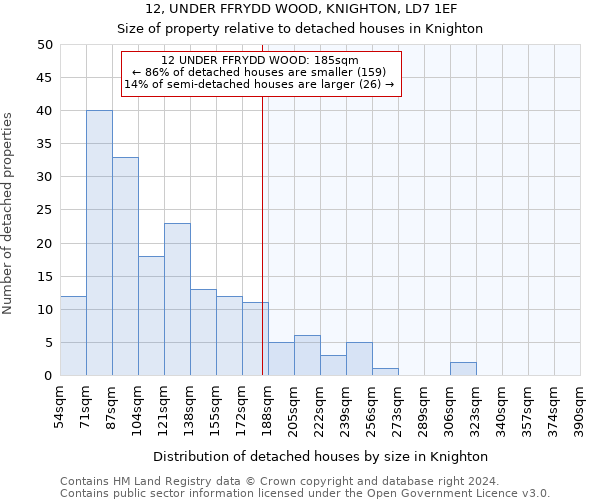 12, UNDER FFRYDD WOOD, KNIGHTON, LD7 1EF: Size of property relative to detached houses in Knighton