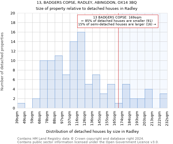 13, BADGERS COPSE, RADLEY, ABINGDON, OX14 3BQ: Size of property relative to detached houses in Radley