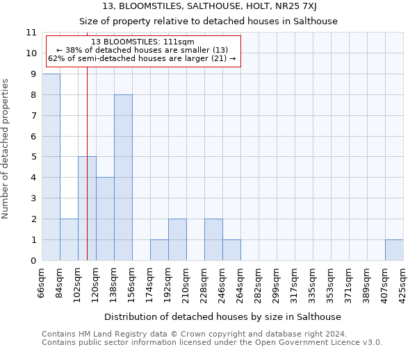 13, BLOOMSTILES, SALTHOUSE, HOLT, NR25 7XJ: Size of property relative to detached houses in Salthouse