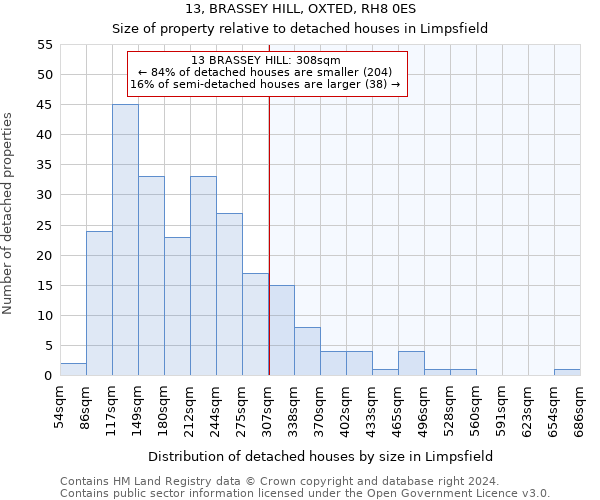 13, BRASSEY HILL, OXTED, RH8 0ES: Size of property relative to detached houses in Limpsfield