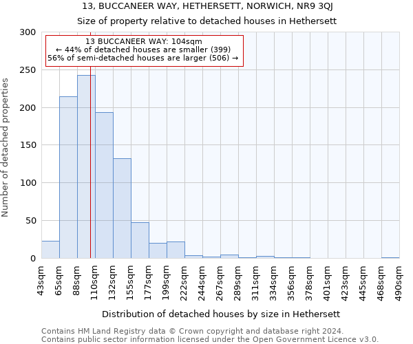 13, BUCCANEER WAY, HETHERSETT, NORWICH, NR9 3QJ: Size of property relative to detached houses in Hethersett