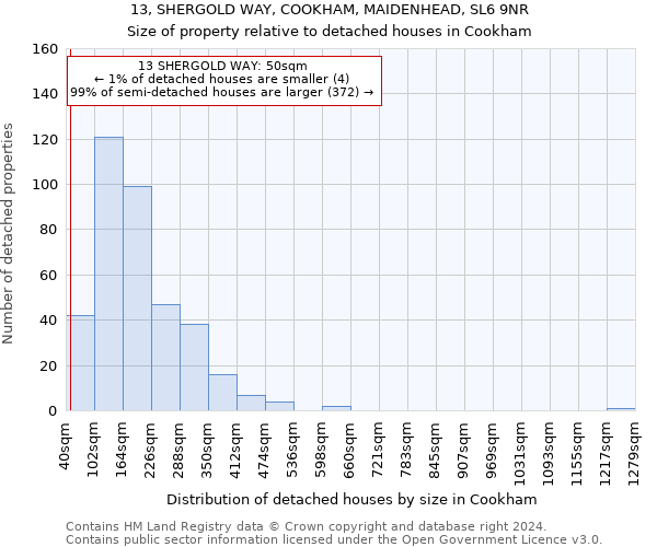 13, SHERGOLD WAY, COOKHAM, MAIDENHEAD, SL6 9NR: Size of property relative to detached houses in Cookham
