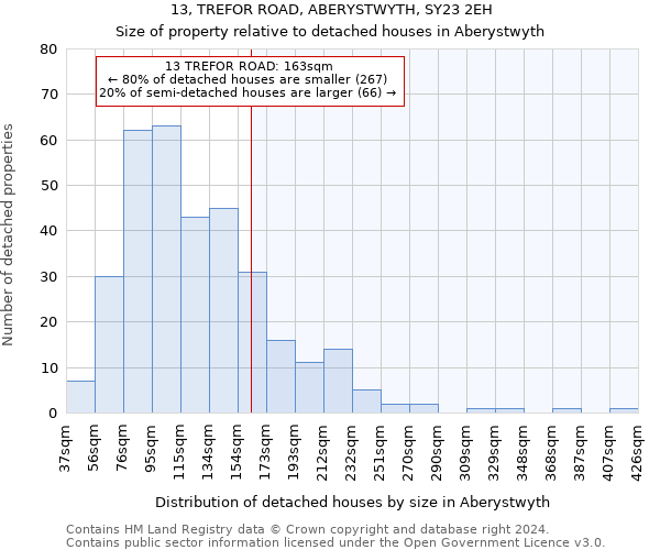 13, TREFOR ROAD, ABERYSTWYTH, SY23 2EH: Size of property relative to detached houses in Aberystwyth