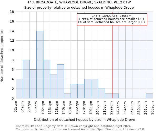 143, BROADGATE, WHAPLODE DROVE, SPALDING, PE12 0TW: Size of property relative to detached houses in Whaplode Drove
