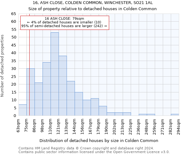 16, ASH CLOSE, COLDEN COMMON, WINCHESTER, SO21 1AL: Size of property relative to detached houses in Colden Common