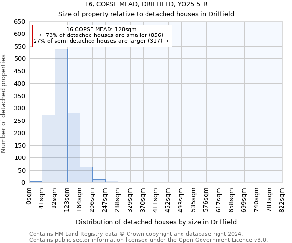 16, COPSE MEAD, DRIFFIELD, YO25 5FR: Size of property relative to detached houses in Driffield
