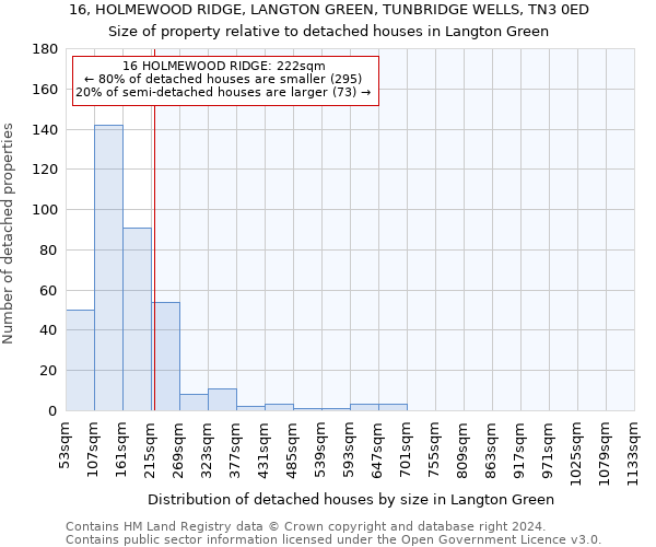 16, HOLMEWOOD RIDGE, LANGTON GREEN, TUNBRIDGE WELLS, TN3 0ED: Size of property relative to detached houses in Langton Green