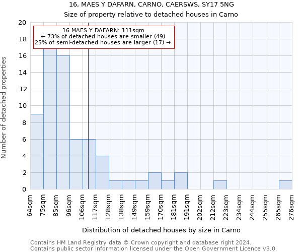 16, MAES Y DAFARN, CARNO, CAERSWS, SY17 5NG: Size of property relative to detached houses in Carno