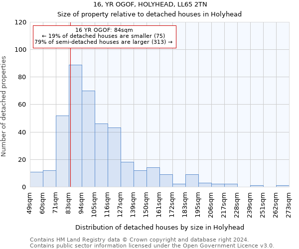 16, YR OGOF, HOLYHEAD, LL65 2TN: Size of property relative to detached houses in Holyhead