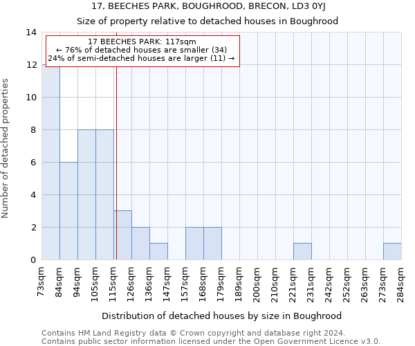 17, BEECHES PARK, BOUGHROOD, BRECON, LD3 0YJ: Size of property relative to detached houses in Boughrood