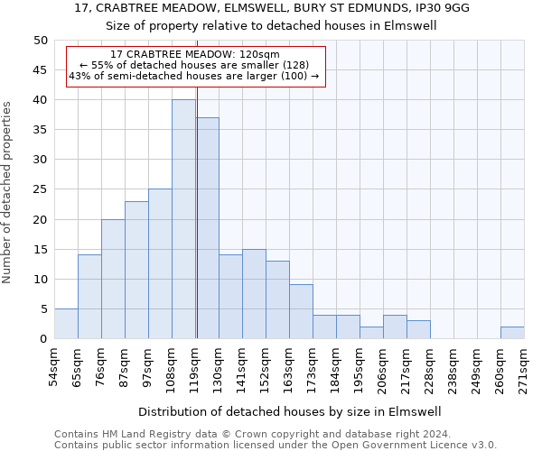 17, CRABTREE MEADOW, ELMSWELL, BURY ST EDMUNDS, IP30 9GG: Size of property relative to detached houses in Elmswell