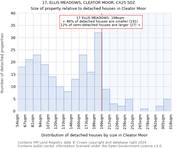 17, ELLIS MEADOWS, CLEATOR MOOR, CA25 5DZ: Size of property relative to detached houses in Cleator Moor