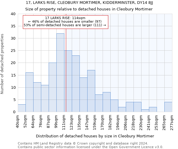 17, LARKS RISE, CLEOBURY MORTIMER, KIDDERMINSTER, DY14 8JJ: Size of property relative to detached houses in Cleobury Mortimer