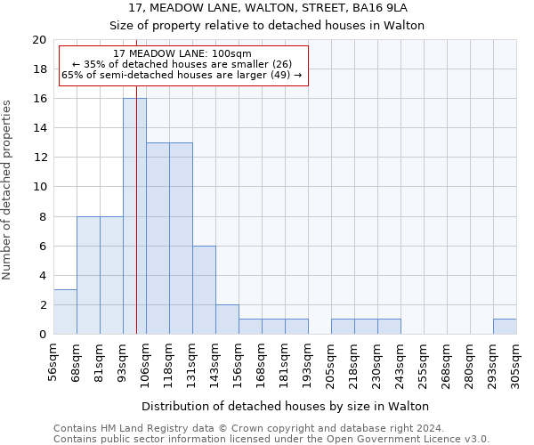 17, MEADOW LANE, WALTON, STREET, BA16 9LA: Size of property relative to detached houses in Walton