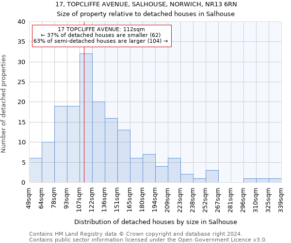 17, TOPCLIFFE AVENUE, SALHOUSE, NORWICH, NR13 6RN: Size of property relative to detached houses in Salhouse