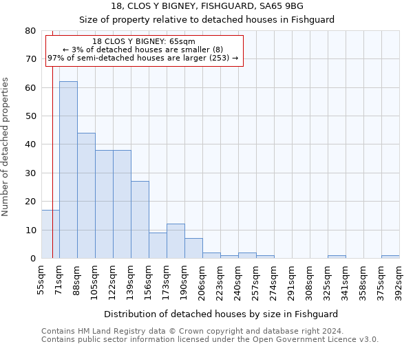 18, CLOS Y BIGNEY, FISHGUARD, SA65 9BG: Size of property relative to detached houses in Fishguard