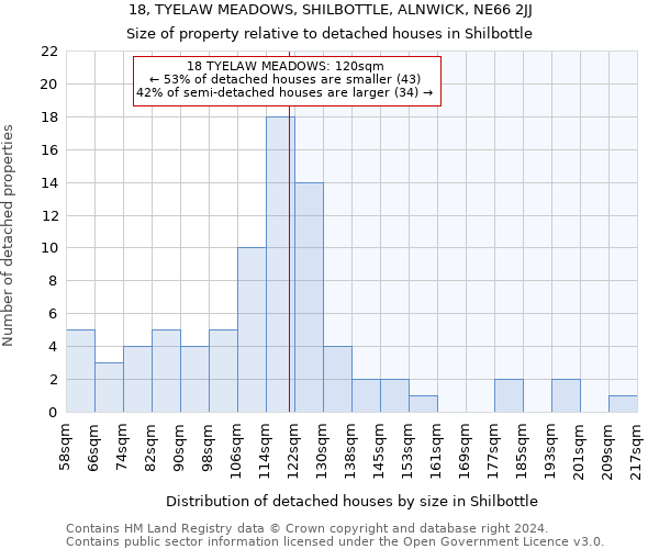18, TYELAW MEADOWS, SHILBOTTLE, ALNWICK, NE66 2JJ: Size of property relative to detached houses in Shilbottle
