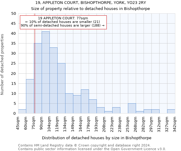19, APPLETON COURT, BISHOPTHORPE, YORK, YO23 2RY: Size of property relative to detached houses in Bishopthorpe