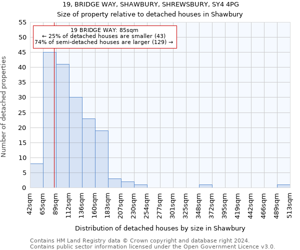 19, BRIDGE WAY, SHAWBURY, SHREWSBURY, SY4 4PG: Size of property relative to detached houses in Shawbury